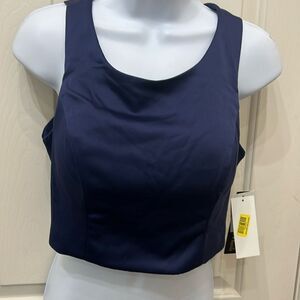 Sequin Hearts Navy Violet Tank Top Sz 7 Scoop Neck Cutout Zipper Hook Eye Back